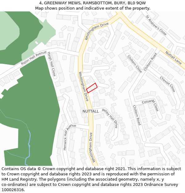 4, GREENWAY MEWS, RAMSBOTTOM, BURY, BL0 9QW: Location map and indicative extent of plot
