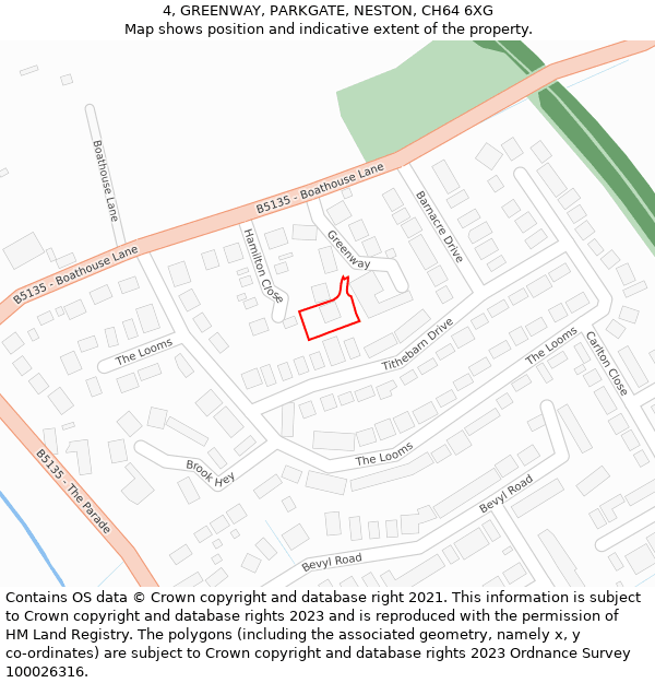 4, GREENWAY, PARKGATE, NESTON, CH64 6XG: Location map and indicative extent of plot