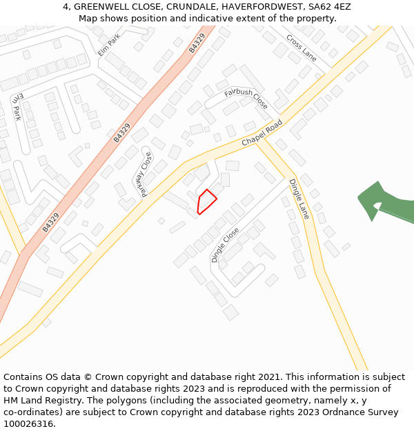 4, GREENWELL CLOSE, CRUNDALE, HAVERFORDWEST, SA62 4EZ: Location map and indicative extent of plot