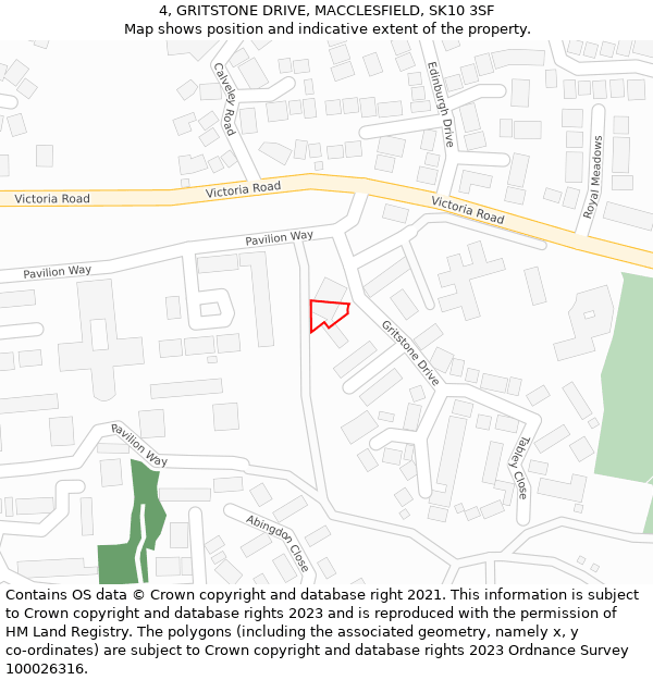 4, GRITSTONE DRIVE, MACCLESFIELD, SK10 3SF: Location map and indicative extent of plot