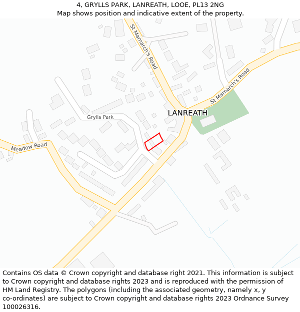 4, GRYLLS PARK, LANREATH, LOOE, PL13 2NG: Location map and indicative extent of plot