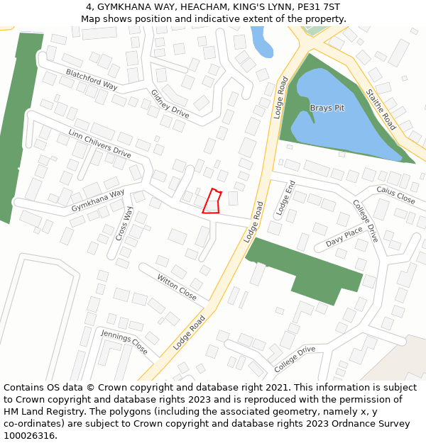 4, GYMKHANA WAY, HEACHAM, KING'S LYNN, PE31 7ST: Location map and indicative extent of plot