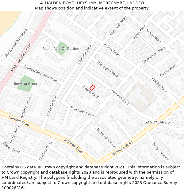 4, HALDEN ROAD, HEYSHAM, MORECAMBE, LA3 1EQ: Location map and indicative extent of plot