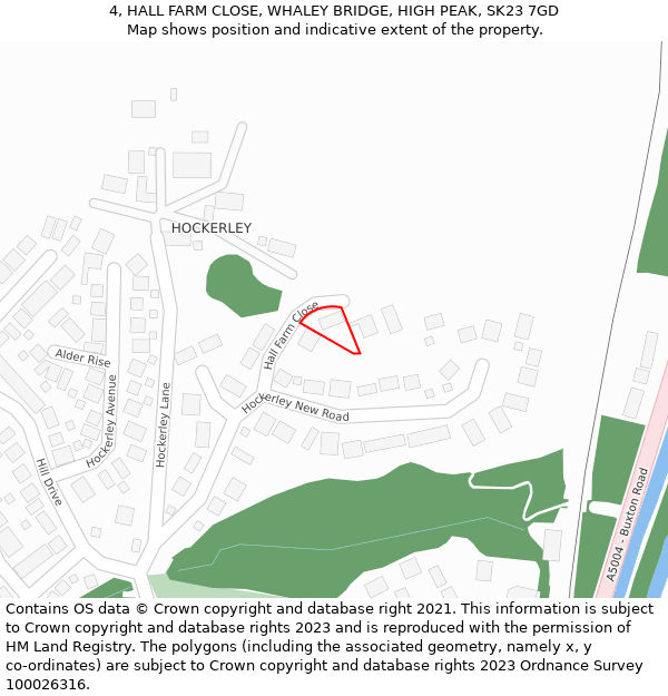 4, HALL FARM CLOSE, WHALEY BRIDGE, HIGH PEAK, SK23 7GD: Location map and indicative extent of plot