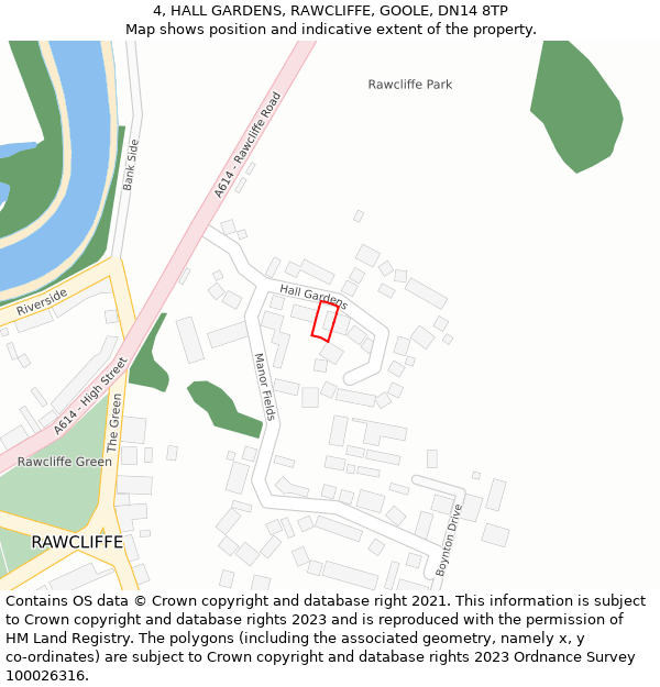 4, HALL GARDENS, RAWCLIFFE, GOOLE, DN14 8TP: Location map and indicative extent of plot