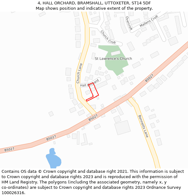 4, HALL ORCHARD, BRAMSHALL, UTTOXETER, ST14 5DF: Location map and indicative extent of plot