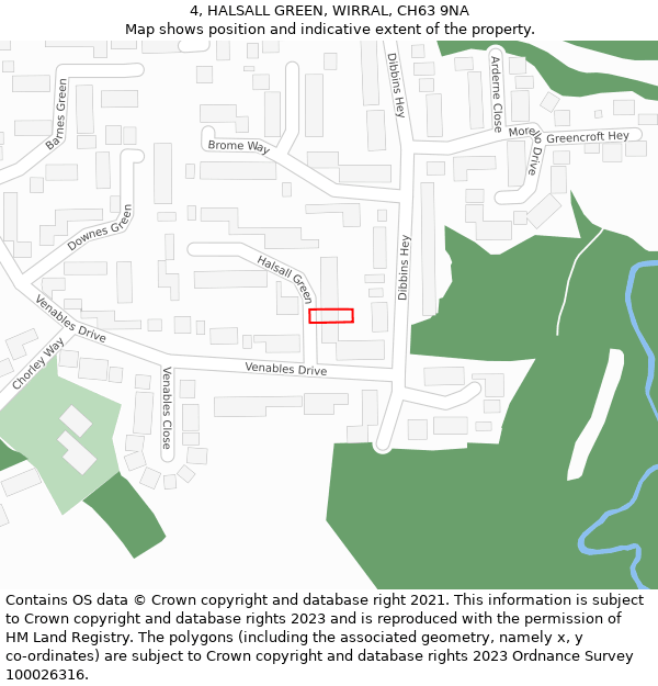 4, HALSALL GREEN, WIRRAL, CH63 9NA: Location map and indicative extent of plot