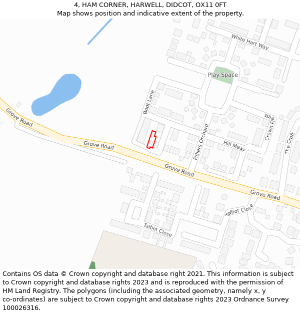 4, HAM CORNER, HARWELL, DIDCOT, OX11 0FT: Location map and indicative extent of plot