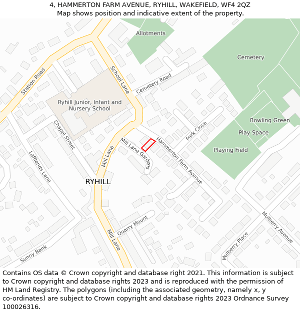 4, HAMMERTON FARM AVENUE, RYHILL, WAKEFIELD, WF4 2QZ: Location map and indicative extent of plot