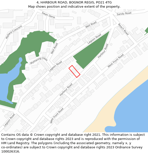 4, HARBOUR ROAD, BOGNOR REGIS, PO21 4TG: Location map and indicative extent of plot
