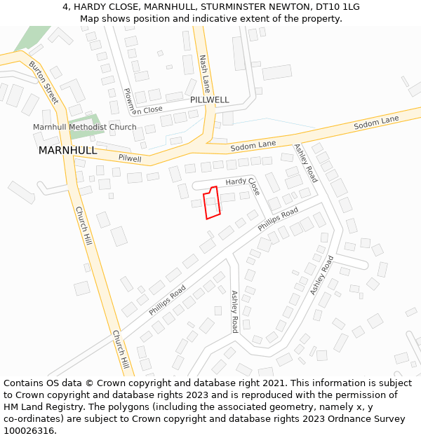 4, HARDY CLOSE, MARNHULL, STURMINSTER NEWTON, DT10 1LG: Location map and indicative extent of plot