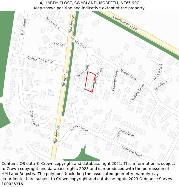 4, HARDY CLOSE, SWARLAND, MORPETH, NE65 9PG: Location map and indicative extent of plot