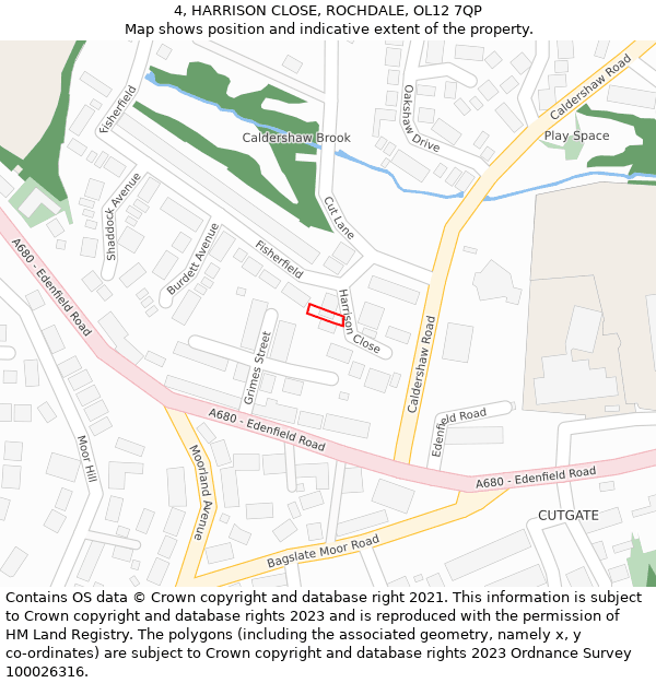 4, HARRISON CLOSE, ROCHDALE, OL12 7QP: Location map and indicative extent of plot