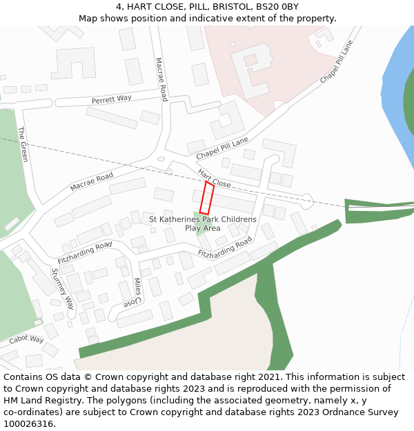 4, HART CLOSE, PILL, BRISTOL, BS20 0BY: Location map and indicative extent of plot