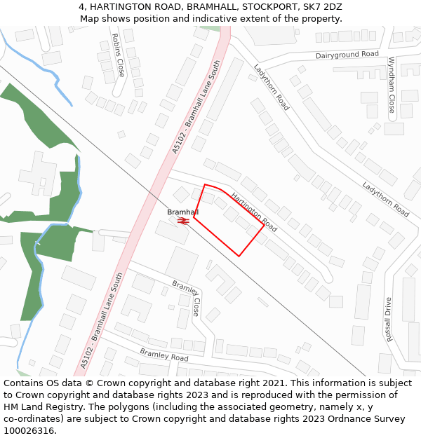 4, HARTINGTON ROAD, BRAMHALL, STOCKPORT, SK7 2DZ: Location map and indicative extent of plot