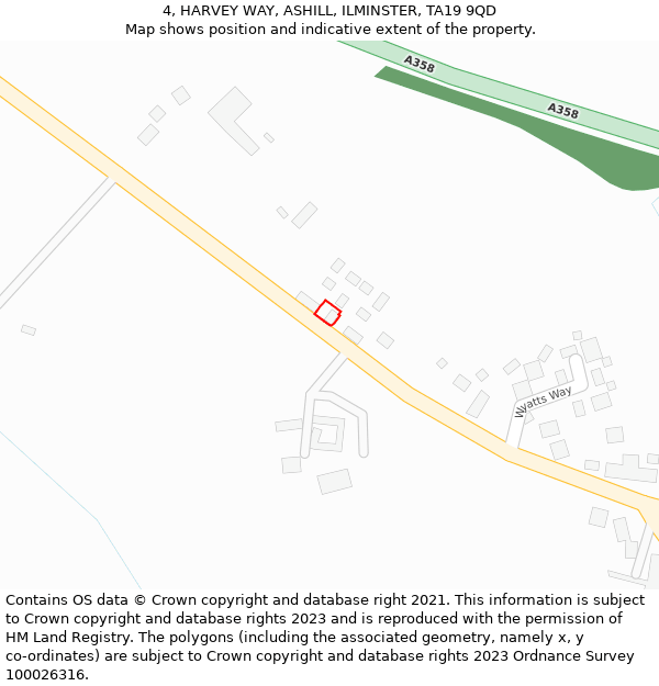 4, HARVEY WAY, ASHILL, ILMINSTER, TA19 9QD: Location map and indicative extent of plot