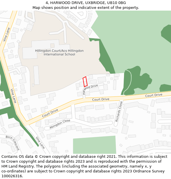 4, HARWOOD DRIVE, UXBRIDGE, UB10 0BG: Location map and indicative extent of plot