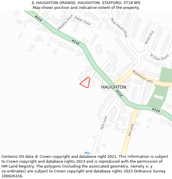 4, HAUGHTON GRANGE, HAUGHTON, STAFFORD, ST18 9FE: Location map and indicative extent of plot