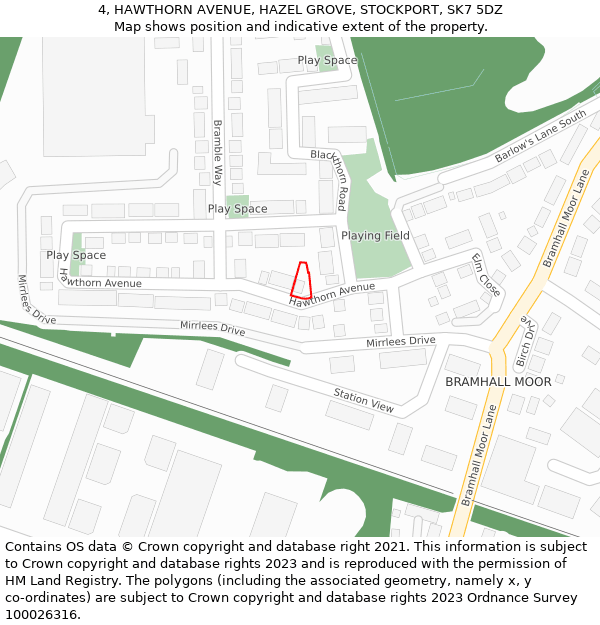 4, HAWTHORN AVENUE, HAZEL GROVE, STOCKPORT, SK7 5DZ: Location map and indicative extent of plot