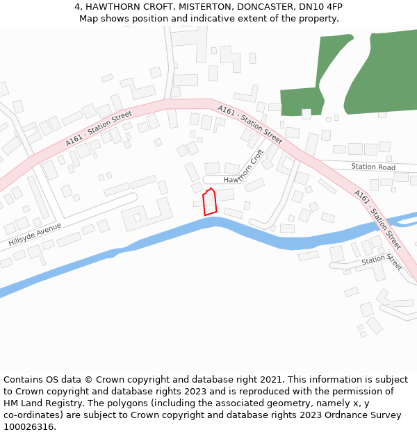 4, HAWTHORN CROFT, MISTERTON, DONCASTER, DN10 4FP: Location map and indicative extent of plot