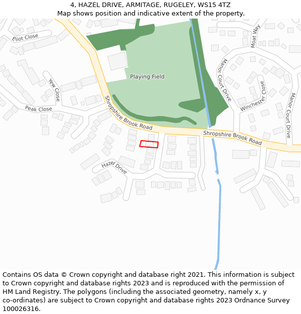 4, HAZEL DRIVE, ARMITAGE, RUGELEY, WS15 4TZ: Location map and indicative extent of plot