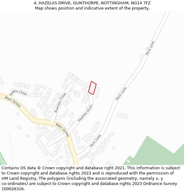 4, HAZELAS DRIVE, GUNTHORPE, NOTTINGHAM, NG14 7FZ: Location map and indicative extent of plot