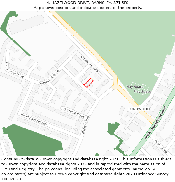 4, HAZELWOOD DRIVE, BARNSLEY, S71 5FS: Location map and indicative extent of plot