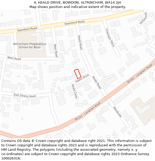 4, HEALD DRIVE, BOWDON, ALTRINCHAM, WA14 2JA: Location map and indicative extent of plot