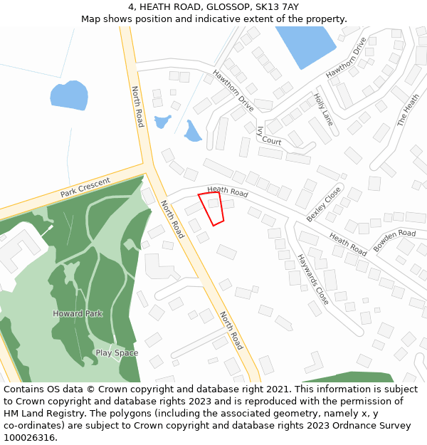 4, HEATH ROAD, GLOSSOP, SK13 7AY: Location map and indicative extent of plot
