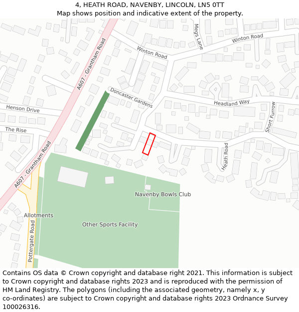 4, HEATH ROAD, NAVENBY, LINCOLN, LN5 0TT: Location map and indicative extent of plot