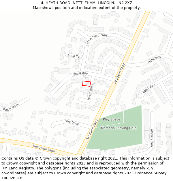 4, HEATH ROAD, NETTLEHAM, LINCOLN, LN2 2XZ: Location map and indicative extent of plot