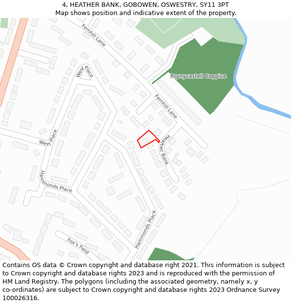 4, HEATHER BANK, GOBOWEN, OSWESTRY, SY11 3PT: Location map and indicative extent of plot