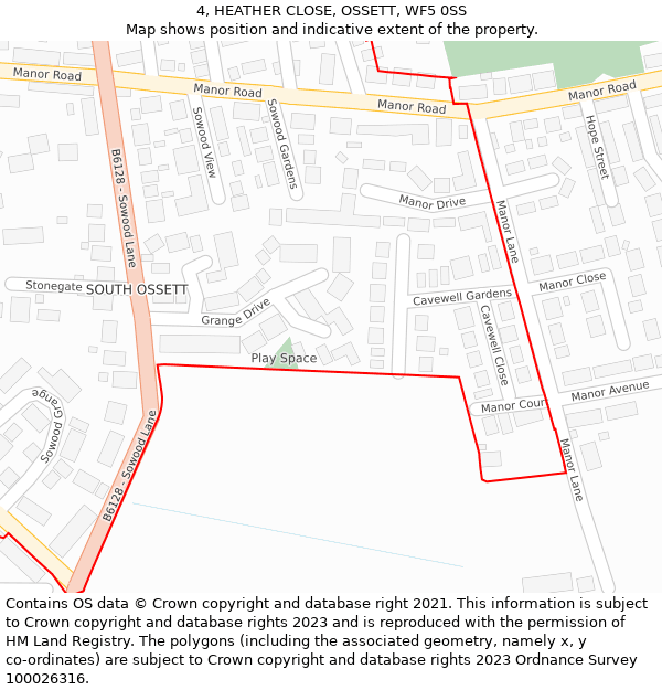 4, HEATHER CLOSE, OSSETT, WF5 0SS: Location map and indicative extent of plot