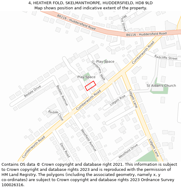 4, HEATHER FOLD, SKELMANTHORPE, HUDDERSFIELD, HD8 9LD: Location map and indicative extent of plot