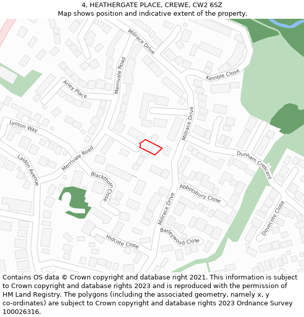 4, HEATHERGATE PLACE, CREWE, CW2 6SZ: Location map and indicative extent of plot