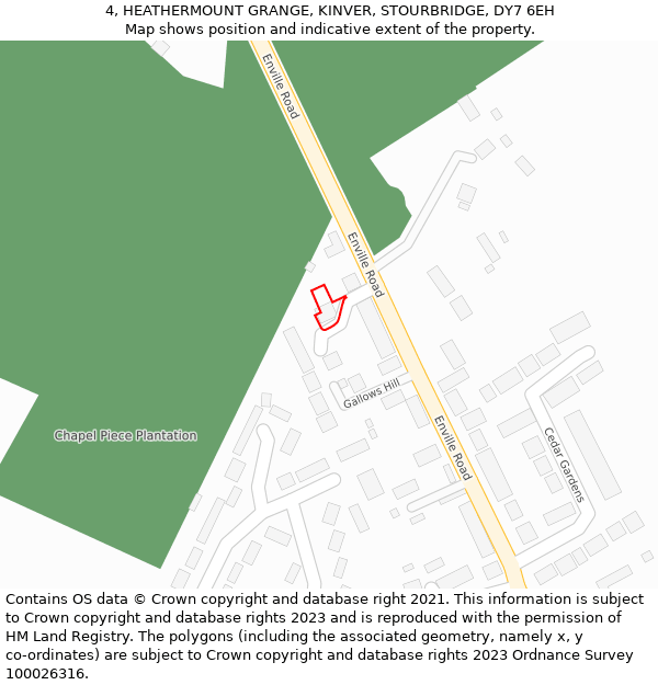 4, HEATHERMOUNT GRANGE, KINVER, STOURBRIDGE, DY7 6EH: Location map and indicative extent of plot