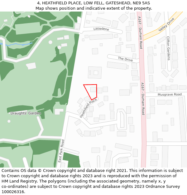 4, HEATHFIELD PLACE, LOW FELL, GATESHEAD, NE9 5AS: Location map and indicative extent of plot
