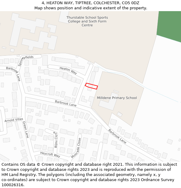 4, HEATON WAY, TIPTREE, COLCHESTER, CO5 0DZ: Location map and indicative extent of plot