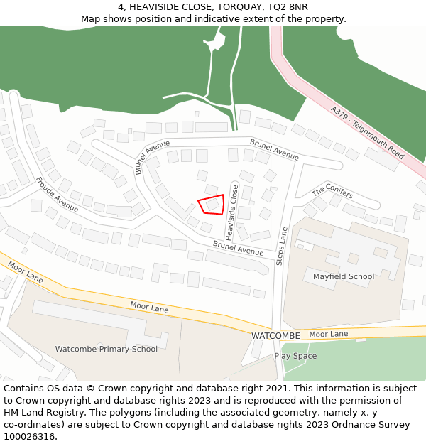 4, HEAVISIDE CLOSE, TORQUAY, TQ2 8NR: Location map and indicative extent of plot