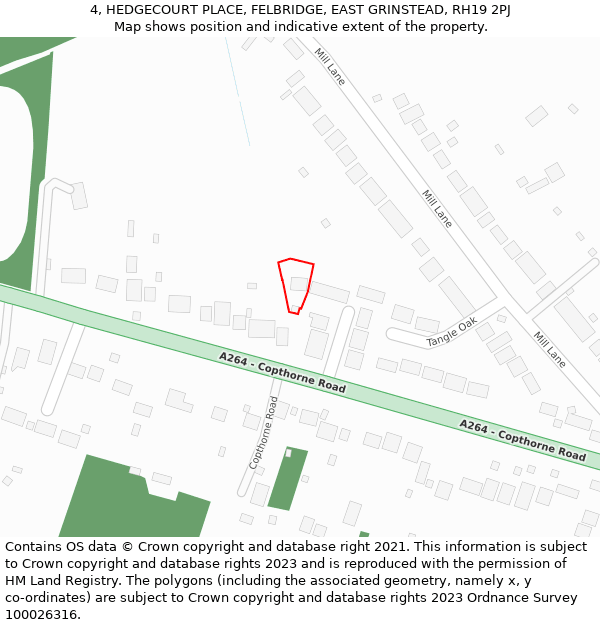 4, HEDGECOURT PLACE, FELBRIDGE, EAST GRINSTEAD, RH19 2PJ: Location map and indicative extent of plot