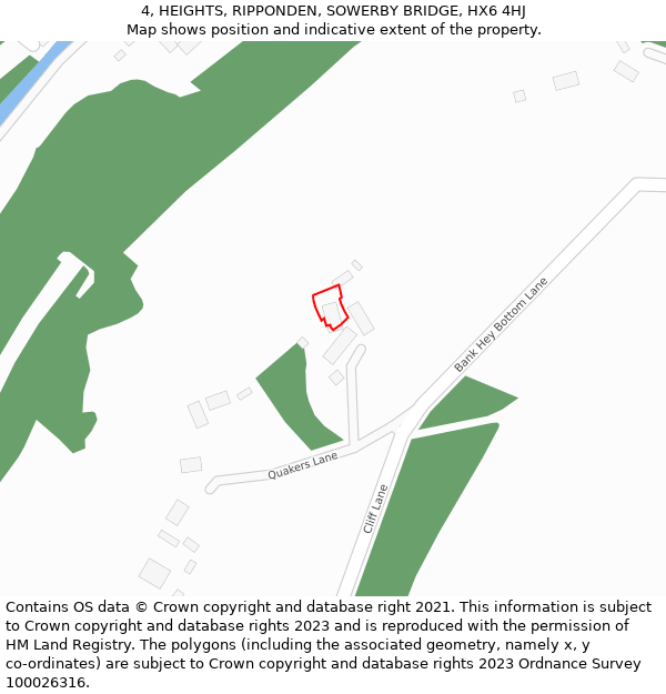 4, HEIGHTS, RIPPONDEN, SOWERBY BRIDGE, HX6 4HJ: Location map and indicative extent of plot