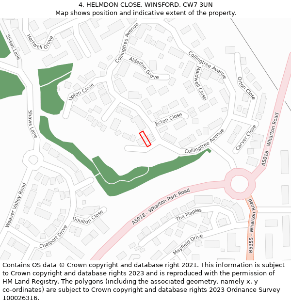 4, HELMDON CLOSE, WINSFORD, CW7 3UN: Location map and indicative extent of plot