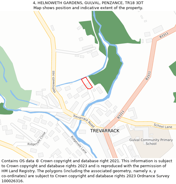 4, HELNOWETH GARDENS, GULVAL, PENZANCE, TR18 3DT: Location map and indicative extent of plot