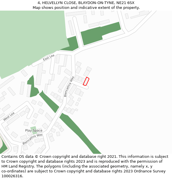 4, HELVELLYN CLOSE, BLAYDON-ON-TYNE, NE21 6SX: Location map and indicative extent of plot