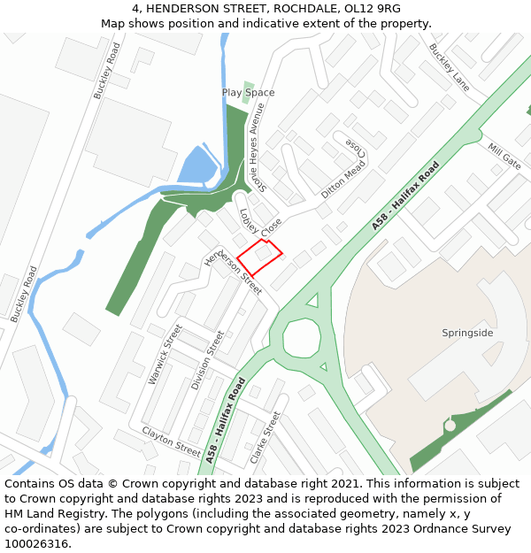 4, HENDERSON STREET, ROCHDALE, OL12 9RG: Location map and indicative extent of plot