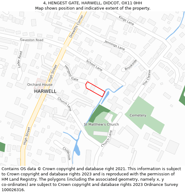 4, HENGEST GATE, HARWELL, DIDCOT, OX11 0HH: Location map and indicative extent of plot