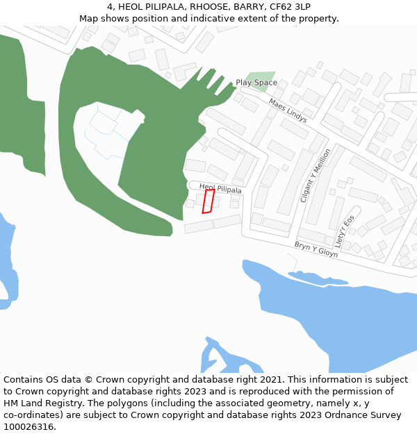 4, HEOL PILIPALA, RHOOSE, BARRY, CF62 3LP: Location map and indicative extent of plot