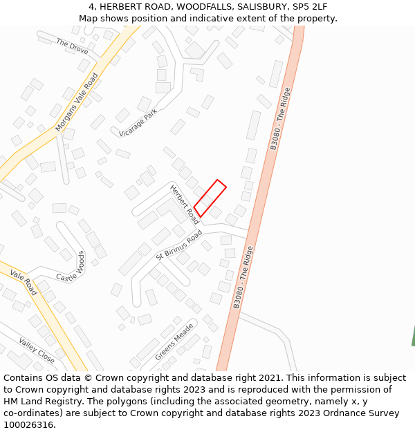 4, HERBERT ROAD, WOODFALLS, SALISBURY, SP5 2LF: Location map and indicative extent of plot