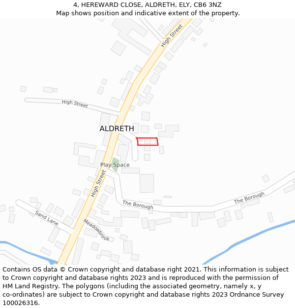 4, HEREWARD CLOSE, ALDRETH, ELY, CB6 3NZ: Location map and indicative extent of plot