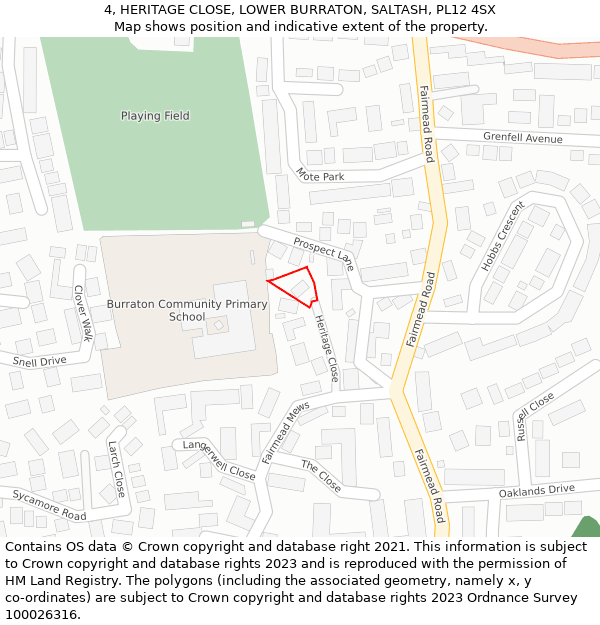 4, HERITAGE CLOSE, LOWER BURRATON, SALTASH, PL12 4SX: Location map and indicative extent of plot